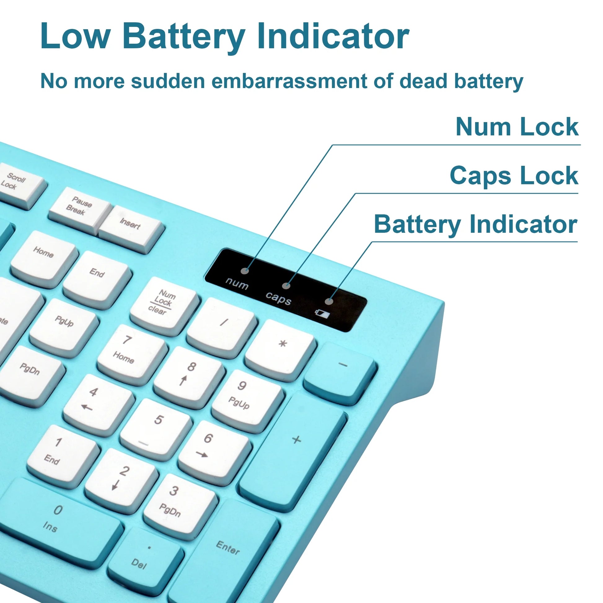 Wireless Keyboard and Mouse Combo for Windows, 2.4 Ghz Wireless, 12 Multimedia and Shortcut Keys, 3-Year Battery Life, for PC, Laptop(Blue)