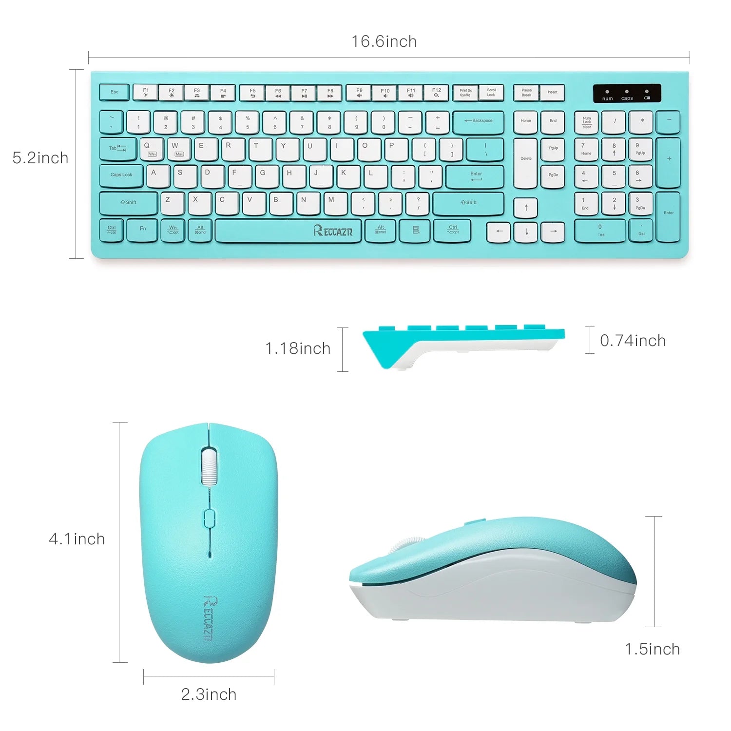 Wireless Keyboard and Mouse Combo for Windows, 2.4 Ghz Wireless, 12 Multimedia and Shortcut Keys, 3-Year Battery Life, for PC, Laptop(Blue)