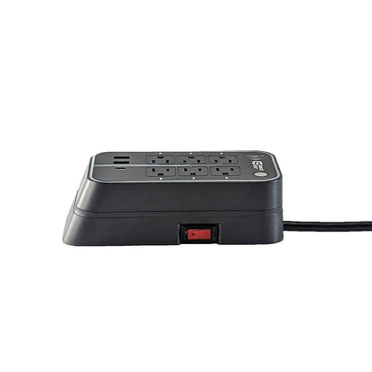 6 Ft. 6-Outlet RGB Gaming Surge Protector with 2 USB-A and 1 USB-C, Black