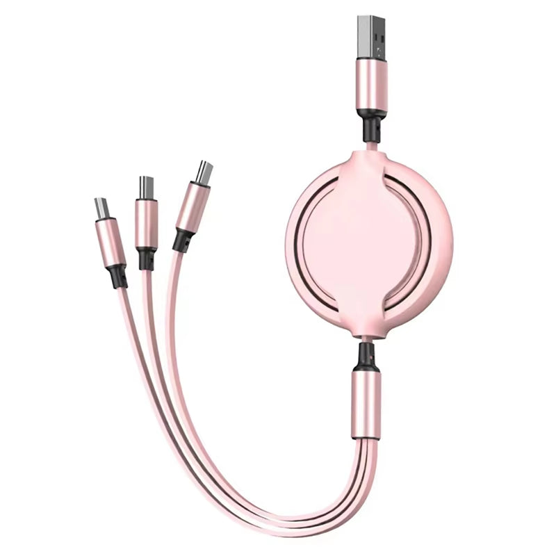 3 in 1 Retractable USB Cable Fast Charging Data Cord for Iphone Samsung Huawei Xiaomi Multi Port Multiple Charging Wire