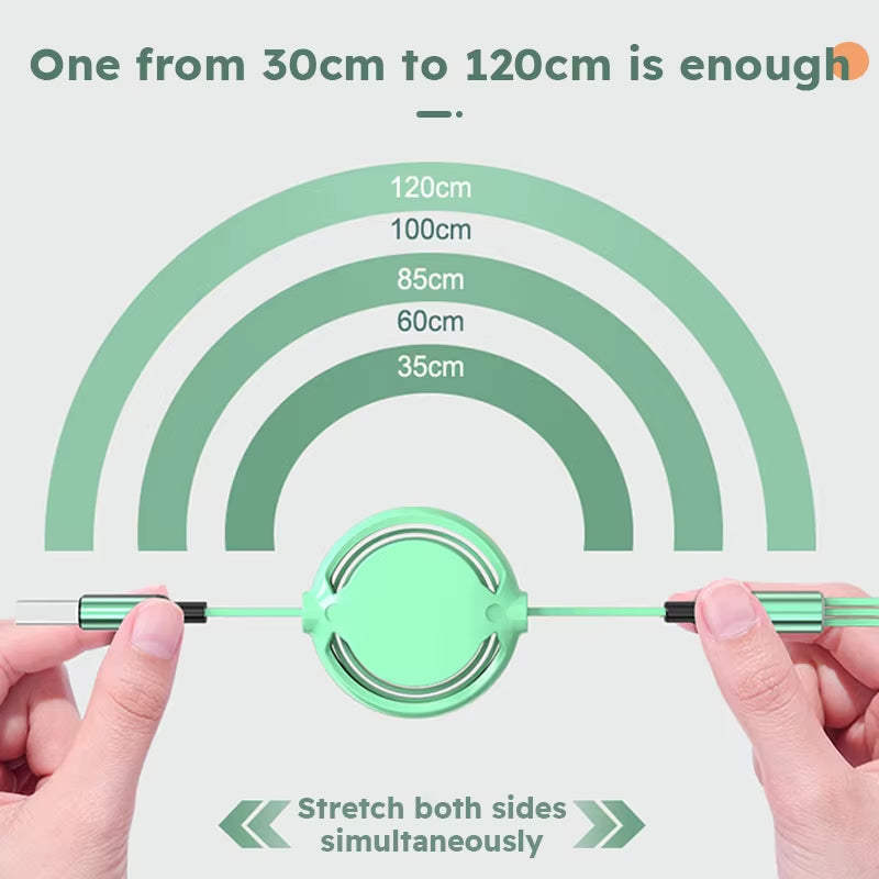 3 in 1 Retractable USB Cable Fast Charging Data Cord for Iphone Samsung Huawei Xiaomi Multi Port Multiple Charging Wire