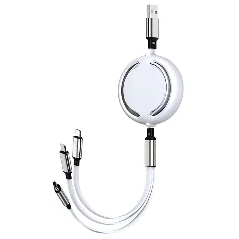 3 in 1 Retractable USB Cable Fast Charging Data Cord for Iphone Samsung Huawei Xiaomi Multi Port Multiple Charging Wire