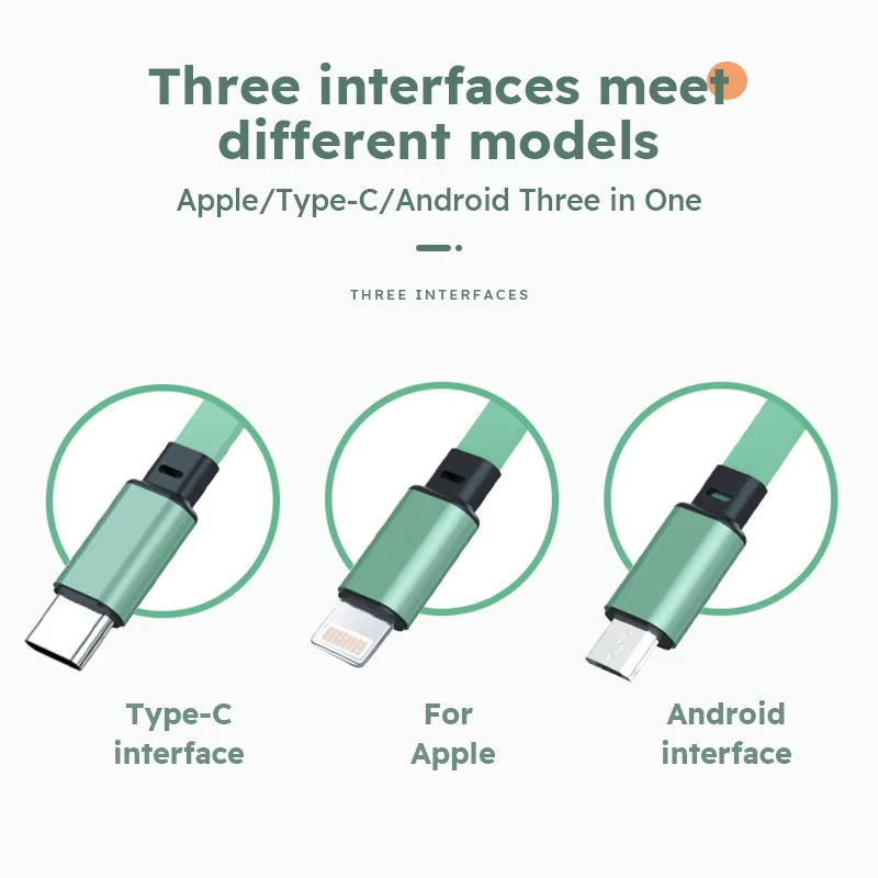 3 in 1 Retractable USB Cable Fast Charging Data Cord for Iphone Samsung Huawei Xiaomi Multi Port Multiple Charging Wire