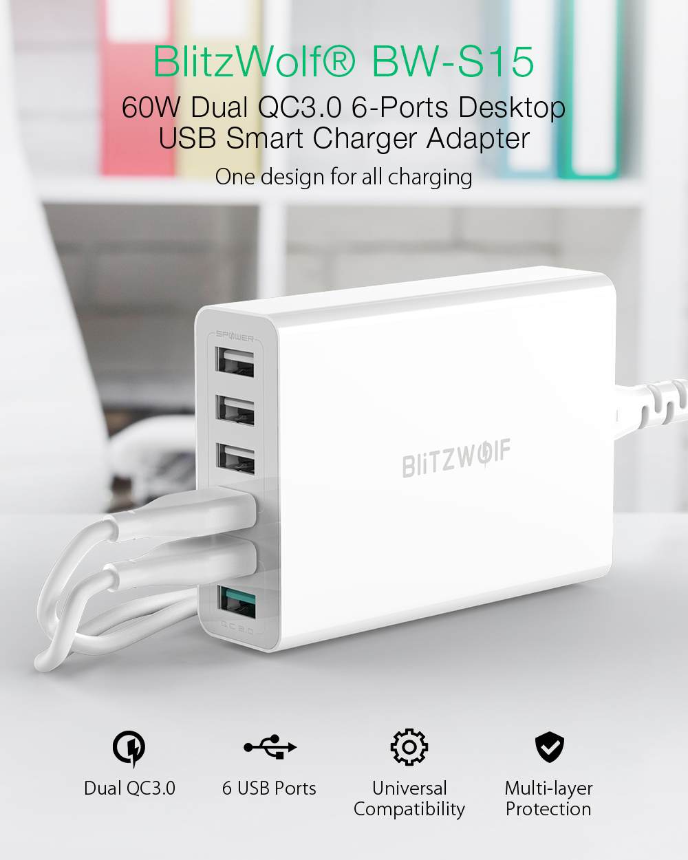 60W Dual QC3.0 6 Port USB PD Phone Charger for iphone for huawei Mobile Phone Chargers Accessories USB Fast Charging Vimost Shop