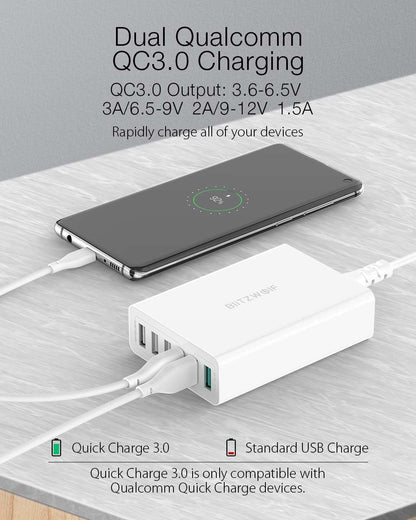 60W Dual QC3.0 6 Port USB PD Phone Charger for iphone for huawei Mobile Phone Chargers Accessories USB Fast Charging Vimost Shop
