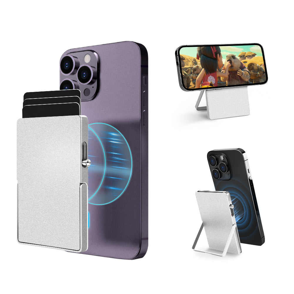 RFID Blocking Wallet Minimalist Slim Card Holder for Magsafe with Adjustable Stand, Metal Pop Up Magnetic Wallet  for Men TOYFID TOYFID Wallet